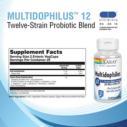 Solaray Multidophilus 20 Billion CFU, Suplemento Alimenticio, 50 cápsulas