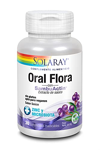 SOLARAY Oral Flora con Sambuactin, Apto para Veganos, sin Gluten, 30 Masticables 80 g