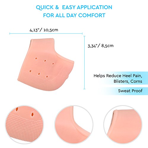 Soles Talonera de gel (Una pieza) - Reduce el dolor en pie y en el talón - ayuda a mantener la piel seca, hidratada y libre de ásperas y molestas escamaduras - Un tamaño universal