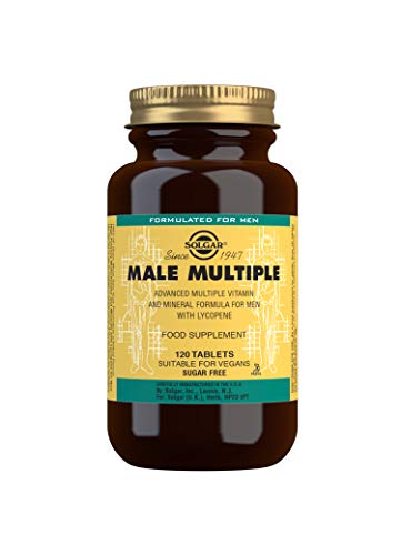 Solgar | Male Múltiple Complejo Multivitamínico y Multimineral para el Hombre |Multinutriente | Con Vitaminas, Minerales y Licopeno | 120 Comprimidos | Apto para Veganos