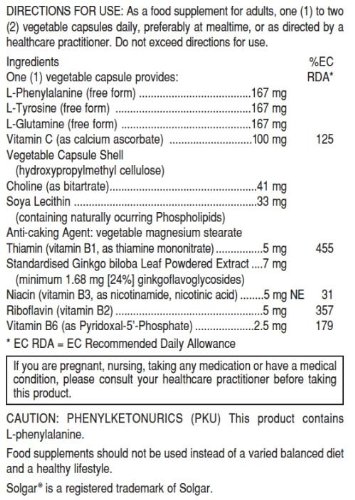 Solgar Neuro-Nutrients - 30 Cápsulas vegetales