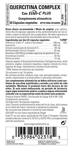 Solgar Quercitina Complex con Ester-C Plus Cápsulas vegetales - Envase de 50