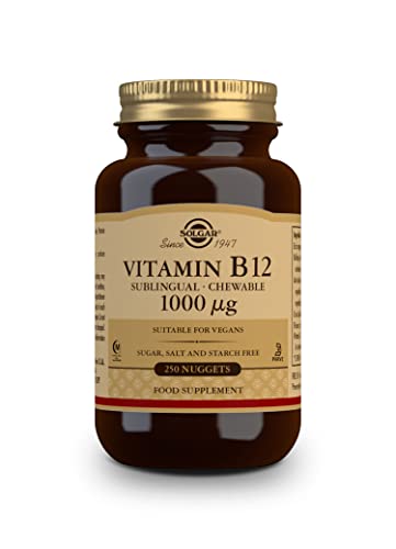 Solgar | Vitamina B12 1000 Mcg (Cianocobalamina) | Energía, Equilibrio Psicológico, Reduce el Cansancio | 250 comprimidos masticables sublinguales | Sabor Cereza Natural