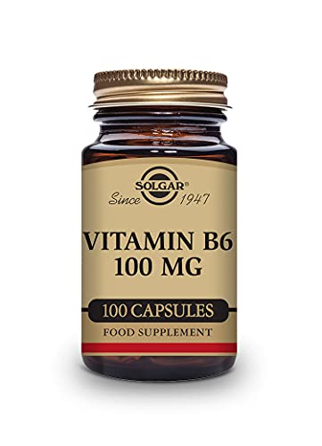 Solgar Vitamina B6 Mg (piridoxina) Actividad Hormonal Regulada, Formación De Glóbulos Rojos, Cápsulas Vegetales, Multicolor, 100 Unidad