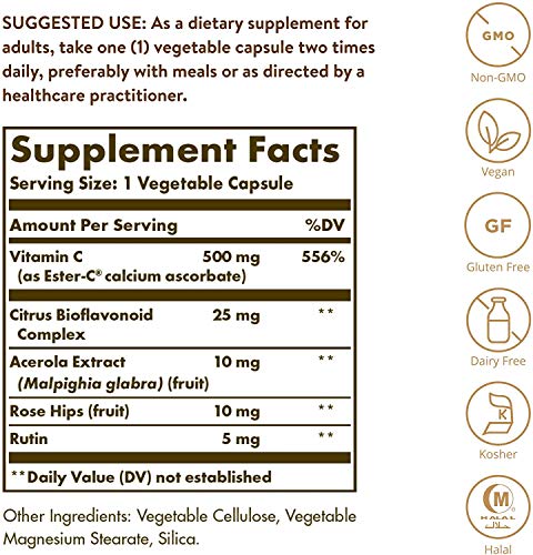 Solgar Vitamina C Ester-C Plus 500 mg - 50 Cápsulas vegetales