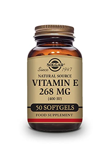 Solgar Vitamina E 268 mg (400 UI), D-Alfa Tocoferol y mezcla de Tocoferoles, 50 Cápsulas blandas vegetales