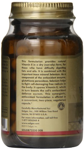Solgar® Vitamina E con Selenio (sin levadura) para la protección de las células contra el daño oxidativo - 50 cápsulas vegetales