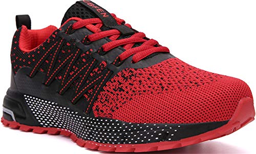SOLLOMENSI Zapatillas de Deporte Hombres Mujer Running Zapatos para Correr Gimnasio Sneakers Deportivas Padel Transpirables Casual Montaña 38 EU H Rojo