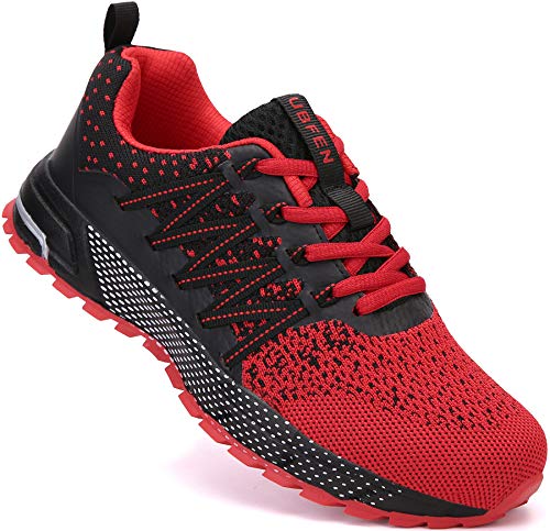 SOLLOMENSI Zapatillas de Deporte Hombres Mujer Running Zapatos para Correr Gimnasio Sneakers Deportivas Padel Transpirables Casual Montaña 38 EU H Rojo