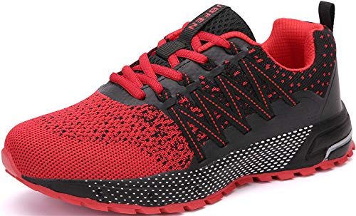 SOLLOMENSI Zapatillas de Deporte Hombres Mujer Running Zapatos para Correr Gimnasio Sneakers Deportivas Padel Transpirables Casual Montaña 38 EU H Rojo