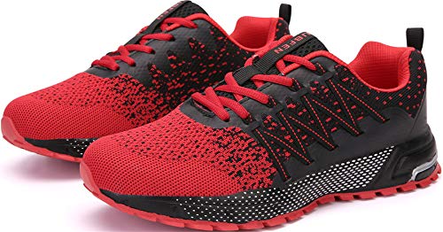 SOLLOMENSI Zapatillas de Deporte Hombres Mujer Running Zapatos para Correr Gimnasio Sneakers Deportivas Padel Transpirables Casual Montaña 38 EU H Rojo