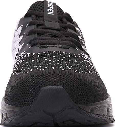 SOLLOMENSI Zapatillas de Deporte Hombres Mujer Running Zapatos para Correr Gimnasio Sneakers Deportivas Padel Transpirables Casual Montaña 42 EU H Negro Blanco