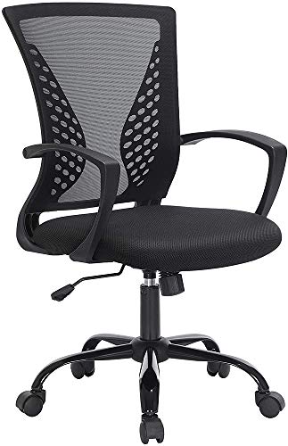 SONGMICS Silla de Malla, Silla de Oficina Giratoria, Regulable en Altura, Función de Inclinación, Respaldo y Asiento de Malla Transpirable, para Estudio de Oficina, Carga Máx. 120 kg, Negro OBN22BK