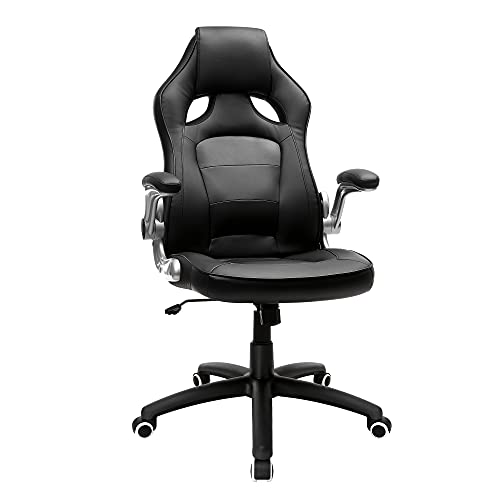 SONGMICS Silla de oficina ergonómica, Silla giratoria y de altura ajustable, Silla de estudio, con ruedas, Negro OBG62B