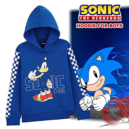 Sonic The Hedgehog Sudadera Niño con Capucha, Hoodie De Algodon para Gamers, Sudadera Chico Joven Adolescente, Regalos para Niños, Tallas 4-14 Años (Azul, 5-6 Años)