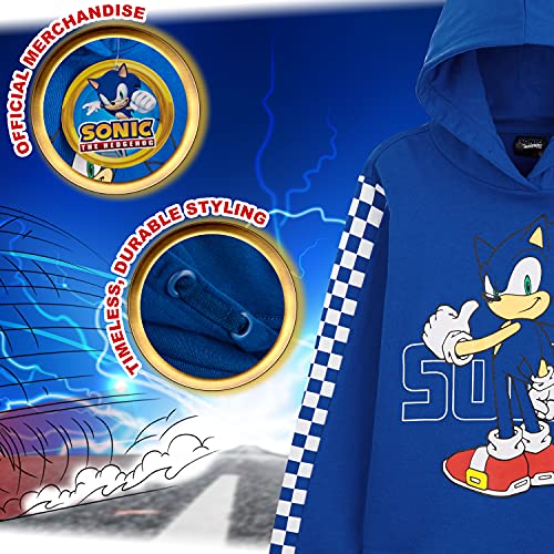 Sonic The Hedgehog Sudadera Niño con Capucha, Hoodie De Algodon para Gamers, Sudadera Chico Joven Adolescente, Regalos para Niños, Tallas 4-14 Años (Azul, 5-6 Años)