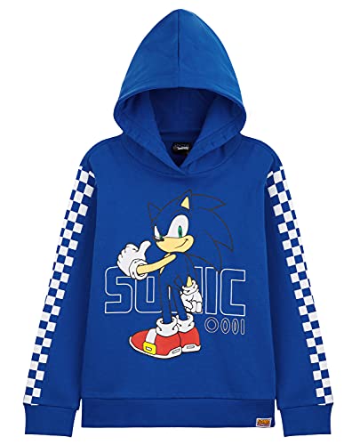 Sonic The Hedgehog Sudadera Niño con Capucha, Hoodie De Algodon para Gamers, Sudadera Chico Joven Adolescente, Regalos para Niños, Tallas 4-14 Años (Azul, 5-6 Años)