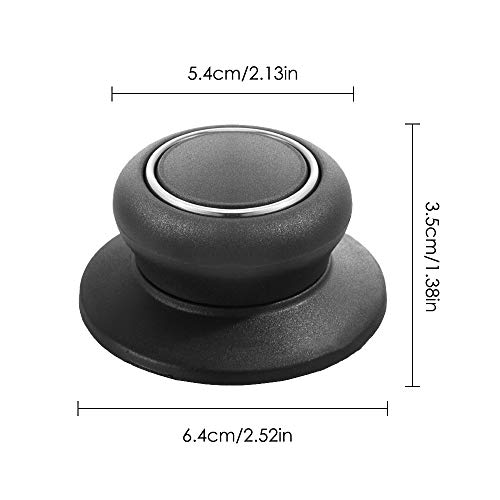 Sonku - Juego de 5 pomos para tapa de cocina universal para cacerola, hervidor de agua, tapa de cristal, color negro