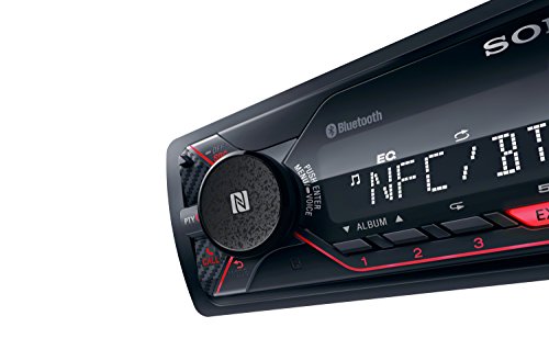 Sony DSXA410BT, Receptor Multimedia para Coche (Conexión Bluetooth Doble, NFC, Ecualizador de 10 Bandas, Función Karaoke, 4 X 55 W, MP3 y Flac, Extra Bass, USB, AOA 2.0), Negro