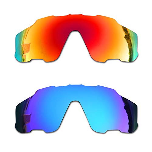 SOODASE Para Oakley Jawbreaker Gafas de sol Rojo/Azul 2 Pares Lentes de repuesto polarizadas