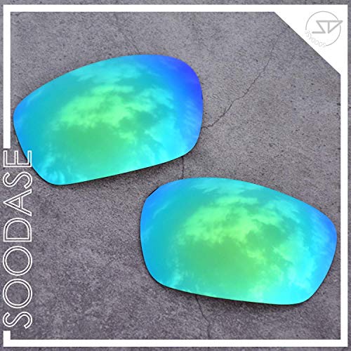 SOODASE Para Oakley Racing Jacket Gafas de sol Azul/Plata/Verde Lentes de repuesto polarizadas