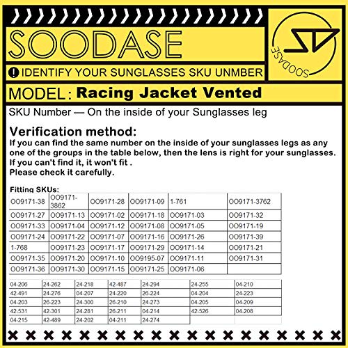 SOODASE Para Oakley Racing Jacket Vented Gafas de sol Rojo/Azul/Dorado Lentes de repuesto polarizadas