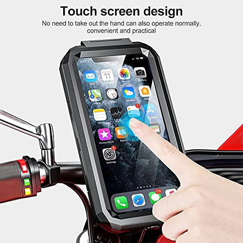Soporte Movil Bicicleta, Soporte Movil Moto, Impermeable Universal Pantalla Táctil Sensible 360°Rotación Anti Vibración Bicicleta Soportes para 5.5-6.8" Smartphones