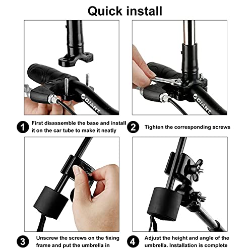 Soporte Paraguas 2 Piezas Soporte Universal Plegable para Paraguas de Bicicleta Soporte Paraguas Telescópico Ajustable Abrazadera de Paraguaspara Carrito de Bebé Silla de Ruedas Silla Paseo Negro