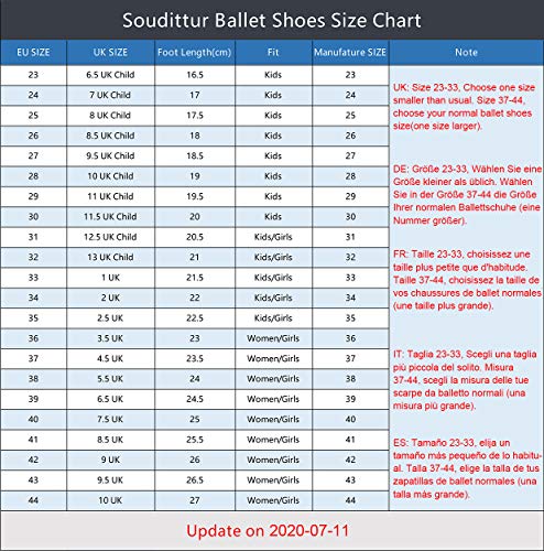 Soudittur Zapatillas Media Punta de Ballet - Calzado de Danza para Niña y Mujer Adultos Negras Suela Partida de Cuero Tallas 34