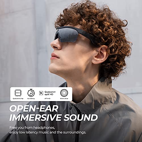 SoundPEATS Gafas Smart con Auriculares Bluetooth, Gafas de Sol Inteligentes, Qualcomm APTX HD, 5 Horas, Sonido Privado, 4 Micrófonos Gafas de Conducción Manos Libres