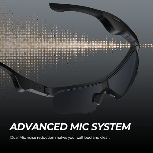 SoundPEATS Gafas Smart con Auriculares Bluetooth, Gafas de Sol Inteligentes, Qualcomm APTX HD, 5 Horas, Sonido Privado, 4 Micrófonos Gafas de Conducción Manos Libres