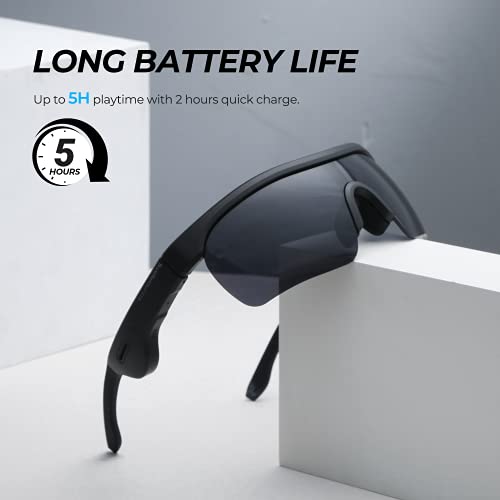 SoundPEATS Gafas Smart con Auriculares Bluetooth, Gafas de Sol Inteligentes, Qualcomm APTX HD, 5 Horas, Sonido Privado, 4 Micrófonos Gafas de Conducción Manos Libres