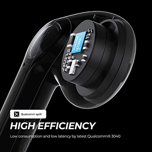 SoundPEATS TrueAir2 Auriculares inalámbricos Bluetooth V5.2 Qualcomm3040 True Wireless Mirroring,Micrófono Dual Cancelación de Ruido CVC8.0 Llamadas claras aptX, Semi-in-Ear, 25 Horas