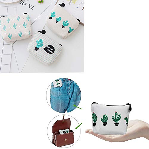 SoundZero 6 Piezas Cactus Mini Monedero Pequeño, Monedero Dibujos Monedero de Lona Simple Monedero, Mini Lienzo Monedero para Monedas, Tarjertas, Llaves, Cosmético (diseño de Bosque y Animales