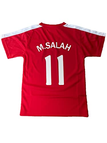 source lab ltd Camiseta de fútbol Mohamed Salah. Camiseta roja número 11. Primera camisa. Réplica oficial autorizada. Tallas de adulto y niño.