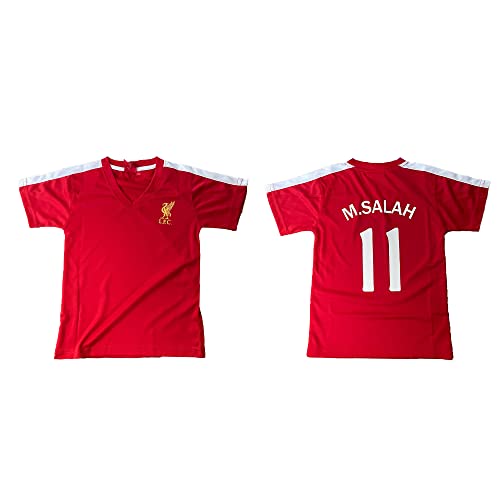 source lab ltd Camiseta de fútbol Mohamed Salah. Camiseta roja número 11. Primera camisa. Réplica oficial autorizada. Tallas de adulto y niño.