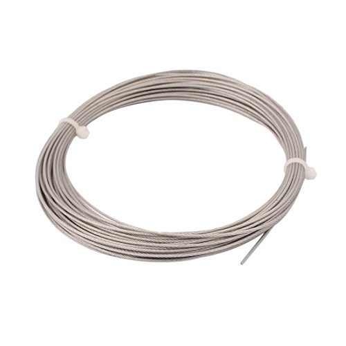 sourcing map Cable de acero soga 10m de longitud de 1 mm de diámetro recubierto de plástico flexible