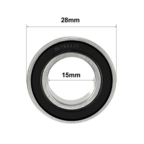 sourcing map Rodamientos de Bolas, 10x Cojinetes de Bolas de Ranura Profunda 6902-2RS, 15x28x7mm Rodamiento de Doble Sellado, de Acero, para Roller Skate, Equipo Mecánico, Instrumentos