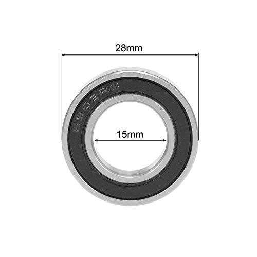 sourcing map Rodamientos de Bolas, 2x Cojinetes de bolas de Ranura Profunda 6902-2RS, 15x28x7mm Rodamiento de Doble Sellado, de Acero, para Roller Skate, Equipo Mecánico, Instrumentos Eléctrico