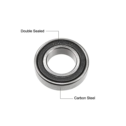 sourcing map Rodamientos de Bolas, 4x Cojinetes de bolas de Ranura Profunda 6902-2RS, 15x28x7mm Rodamiento de Doble Sellado, de Acero, para Roller Skate, Equipo Mecánico, Instrumentos Eléctrico