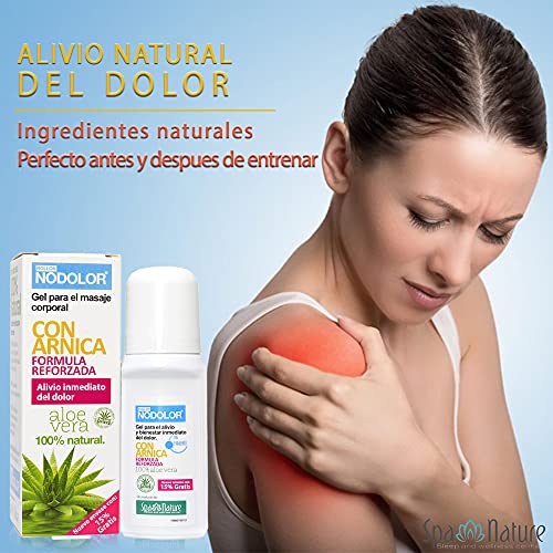 Spa Nature Rollon NoDolor-Gel para Alivio Inmediato del Dolor para Músculos y Articulaciones-Arnica y Aloe Vera 100% Natural, 70 ml