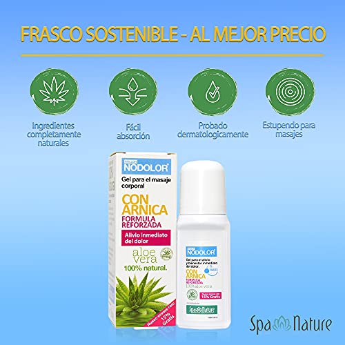 Spa Nature Rollon NoDolor-Gel para Alivio Inmediato del Dolor para Músculos y Articulaciones-Arnica y Aloe Vera 100% Natural, 70 ml