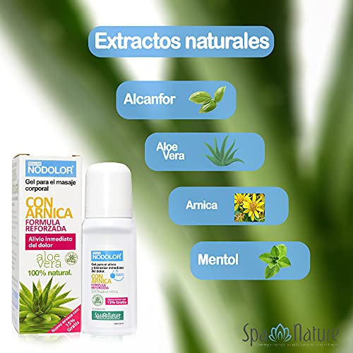 Spa Nature Rollon NoDolor-Gel para Alivio Inmediato del Dolor para Músculos y Articulaciones-Arnica y Aloe Vera 100% Natural, 70 ml
