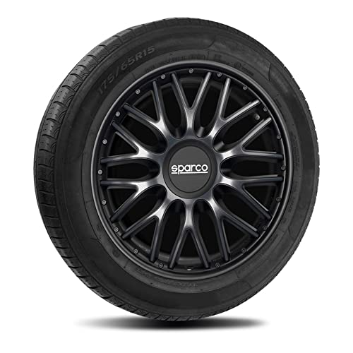 Sparco Juego de 4 Tapacubos Roma 15 Pulgadas Gris/Negro