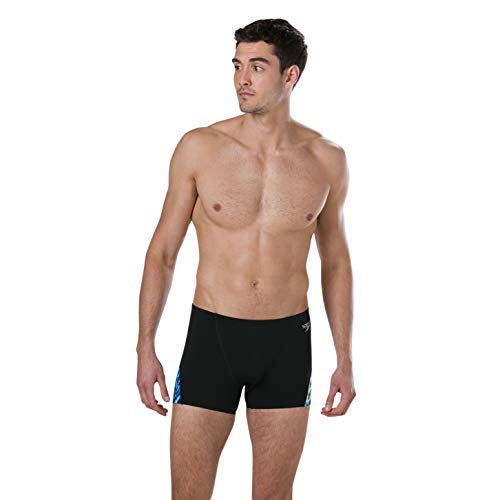 Speedo Allover Digital V Panel Aquashort Am Bañador, Hombre, Plateado (black/Navy/ink blue), Talla Fabricante: 36