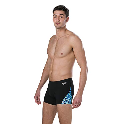 Speedo Allover Digital V Panel Aquashort Am Bañador, Hombre, Plateado (black/Navy/ink blue), Talla Fabricante: 36