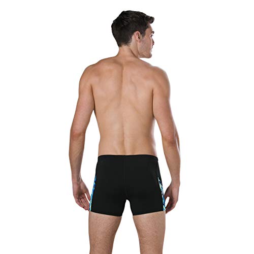 Speedo Allover Digital V Panel Aquashort Am Bañador, Hombre, Plateado (black/Navy/ink blue), Talla Fabricante: 36