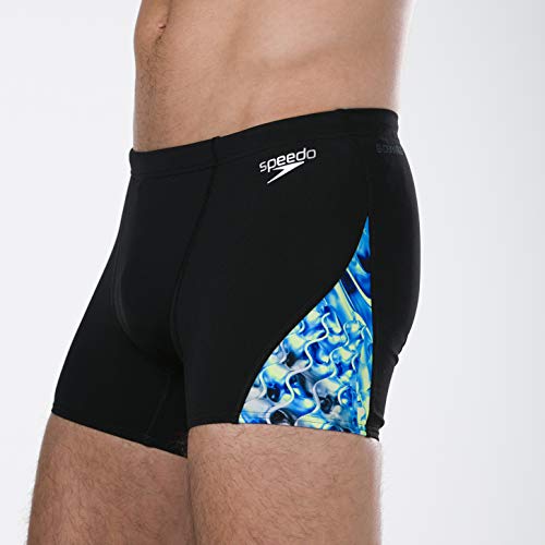 Speedo Allover Digital V Panel Aquashort Am Bañador, Hombre, Plateado (black/Navy/ink blue), Talla Fabricante: 36