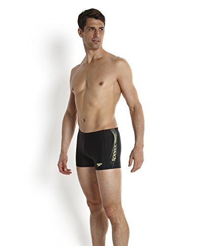 Speedo Sports Logo Bañador para Hombre Negro Negro y Amarillo