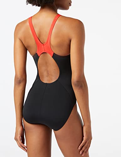 Speedo Women Boom Splice Muscleback Swimsuit - Black/Lava Red, 32